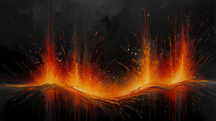 Wall Mural - Glowing Inferno: Abstract Artwork with Fiery Sparks