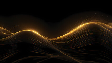 Wall Mural - Golden Light Waves on a Dark Background
