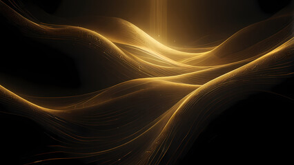 Wall Mural - Golden Light Waves on a Dark Background
