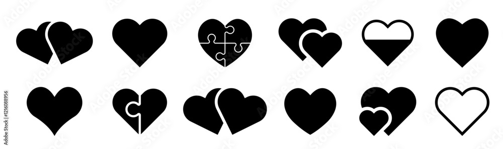 Heart Previous Icon Heart icons set. Heart logo. Heart shape loading progress indicator ...