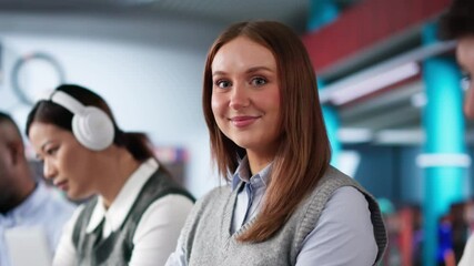 Poster - University Student At Library With Laptop Doing Assignment And Preparing