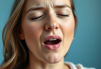 Wall Mural - Female yawning portrait with relaxed expression