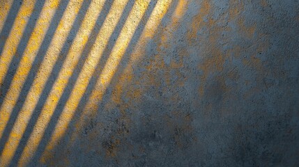 Poster - A textured surface with bold yellow and gold stripes casting shadows, creating an intriguing play of light and color.