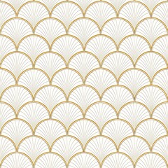 Gold and White Art Deco Fan Pattern Seamless Design, art deco, geometric pattern Art Deco, Seamless Pattern