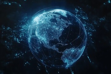 Wall Mural - Global Network: A Futuristic View of Earth's Connectivity