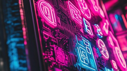 Poster - Neon Circuitry: A Cyberpunk Dreamscape