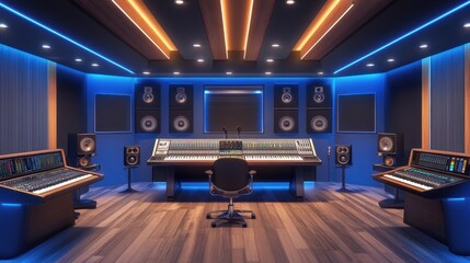 Poster - Professional voice recorder with advanced controls placed in a recording studio setting.