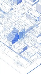 Fototapete - Architectural Blueprint Showing Modern Building Design