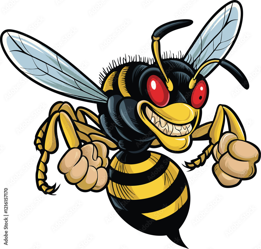 Cartoon of angry bee mascot isolated vector Stock Vector | Adobe Stock