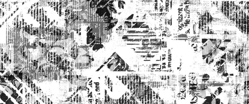Vector old black and white grunge newspapers template texture