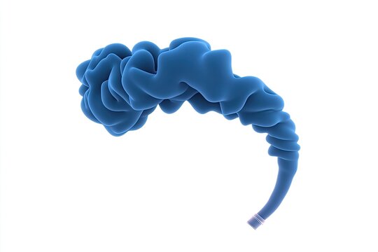 Abstract blue fluid shape with smooth curves, set against a white background for creative use