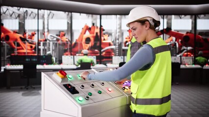 Poster - Worker In Automotive Car Factory