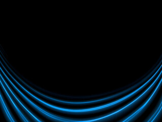 Abstract Blue Light Streaks Flowing Smoothly on a Dark Background