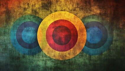 Fototapete - Abstract grunge background with colorful concentric circles.