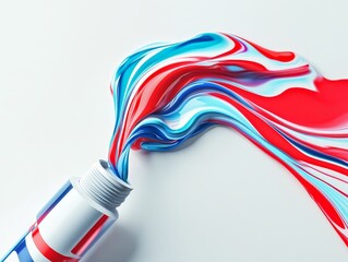 Poster - Red, white, and blue paint flowing from a tube.