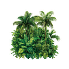 Lush Tropical Paradise Palm Trees and Exotic Foliage