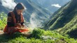 © Natchooda - Indigenous woman preparing a traditional meal using local ingredients in a peaceful mountainous region, reflecting cultural traditions and sustainable living