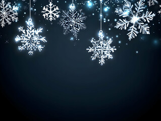 Sticker - Silver Snowflakes Hang Elegantly Against a Dark Background with Soft, Sparkling Light