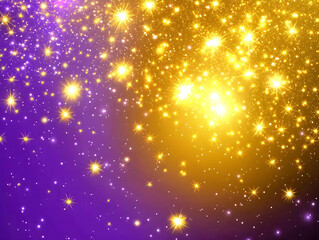 Sticker - Abstract Background with Golden Sparkles Shining Brightly on Purple and Gold Gradient