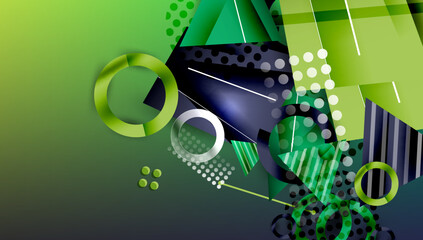 Fototapete - Creative triangles and circles composition