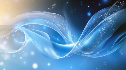 Wall Mural - Abstract Blue Waves: Serene, Dreamy, and Ethereal Digital Art