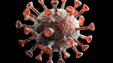 Aufkleber - Illuminating hmpv virus representation in red standard scientific illustration laboratory environment macro view biological visualization