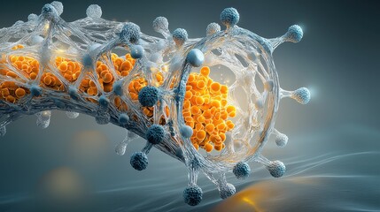 Poster - Illuminating the genetic structure of hmpv virus laboratory scientific visualization digital environment microscopic perspective viral research for enhanced understanding