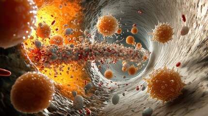 Aufkleber - Immune cells attack hmp standard in the human body a detailed visualization of cellular defense mechanisms in a microscopic environment