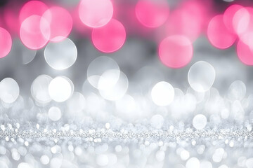 Wall Mural - Abstract Pink and Silver Bokeh Lights Background Creates a Festive and Elegant Mood Perfectly for Celebrations