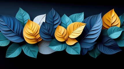 Wall Mural - Colorful leaves arranged as background, possibly for graphic design.