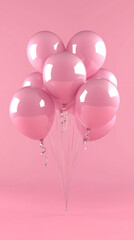 Wall Mural - pink balloons on vertical pink background