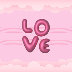 Poster - 3d cute love typhography design