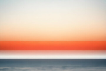 Canvas Print - Blurry Sunset Sky Creates a Gradient with Orange, White, and Blue Stripes in a Minimalist Landscape