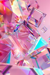 Poster - Colorful geometric crystals with vibrant hues. Abstract digital design, futuristic style, suitable for modern projects.
