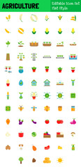 Wall Mural - Agricultures Collection Icon Set Flat Style