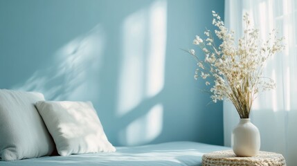 Poster - airy light blue scene featuring a faded, soft focus for calming visuals.