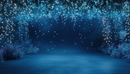 Wall Mural - enchanted blue night: a dreamlike realm of glowing particles
