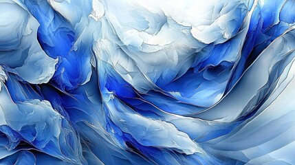 Wall Mural - Abstract swirling blues and whites, flowing pattern, for backdrop.