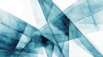 Poster - Light blue geometric overlay with transparent shapes and sharp angles, offering a modern and dynamic aesthetic, on solid white background.