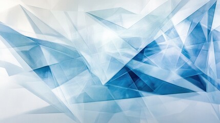 Poster - Light blue geometric overlay with transparent shapes and sharp angles, offering a modern and dynamic aesthetic, on solid white background.