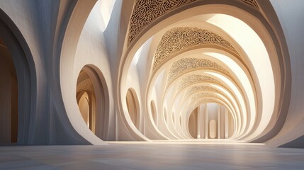 Wall Mural - Serene Architectural Interior Arches Light and Intricate Design