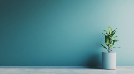 Poster - Minimalist blue background with a smooth surface and no distractions.