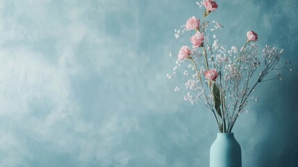 Poster - pale blue background with soft color variations for a soothing atmosphere.