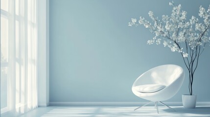 Poster - pale blue background with soft color variations for a soothing atmosphere.