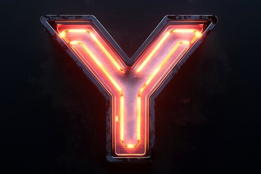 neon light letter Y on black background