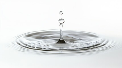 Poster - Water splash in a minimalist composition, focusing on purity and elegance, on solid white background, single object.