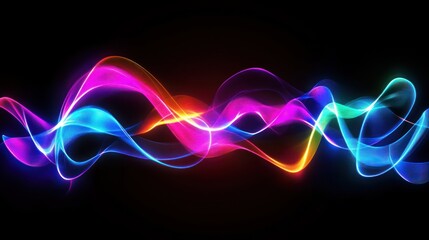 Poster - Abstract communication with flowing neon line designs.