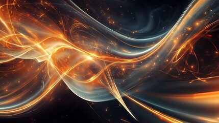 Poster - Abstract energy flow with glowing particles in a dark background illustration