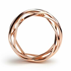 Poster - Rose gold ring forming an intricate knot is laying on a white background