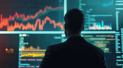 Poster - Digital chart showing financial success on screen.